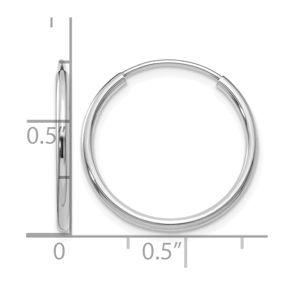 14k White Gold 1.5mm Polished Endless Hoop Earrings
