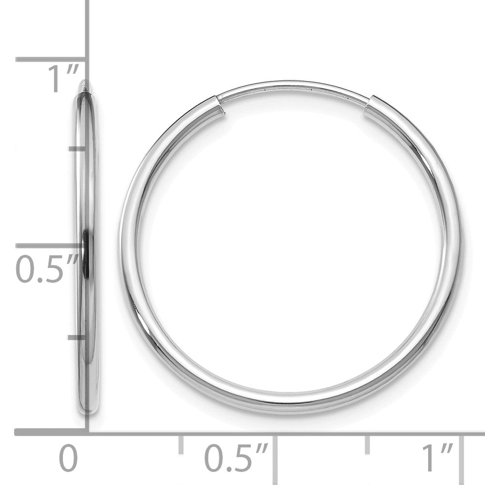 14k White Gold 1.5mm Polished Endless Hoop Earrings