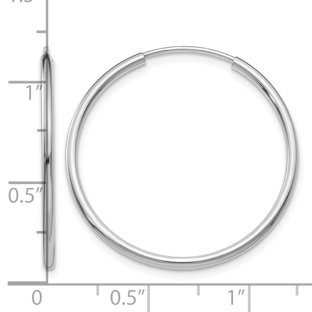 14k White Gold 1.5mm Polished Endless Hoop Earrings