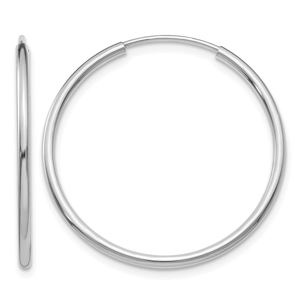 14k White Gold 1.5mm Polished Endless Hoop Earrings