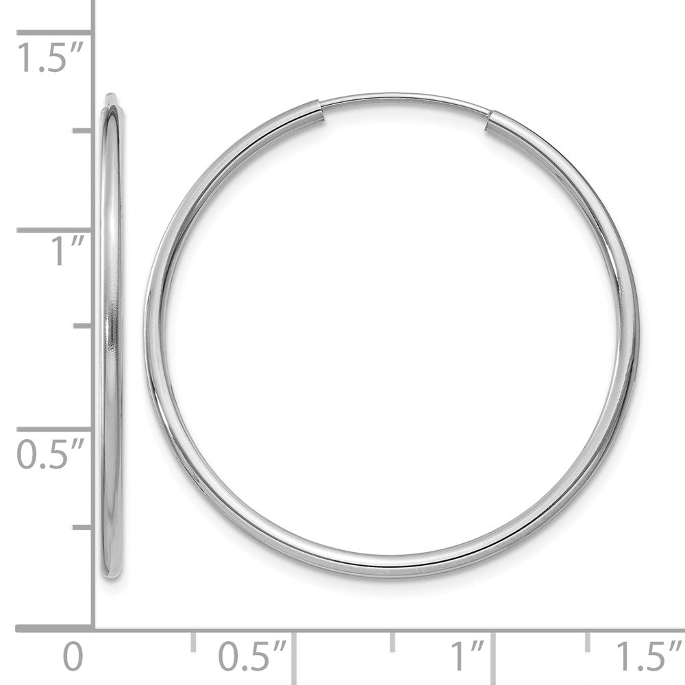 14k White Gold 1.5mm Polished Endless Hoop Earrings