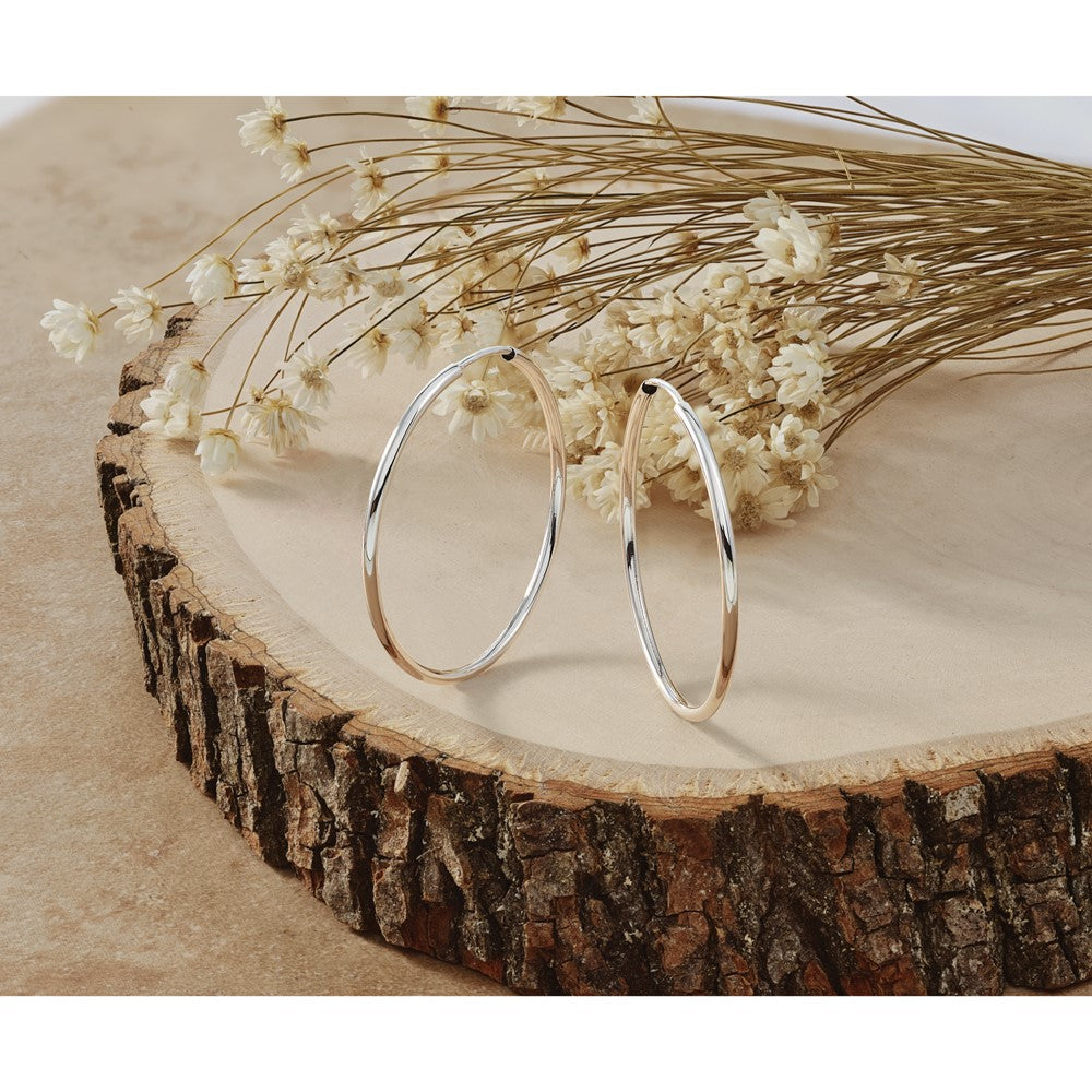 14k White Gold 1.5mm Polished Endless Hoop Earrings