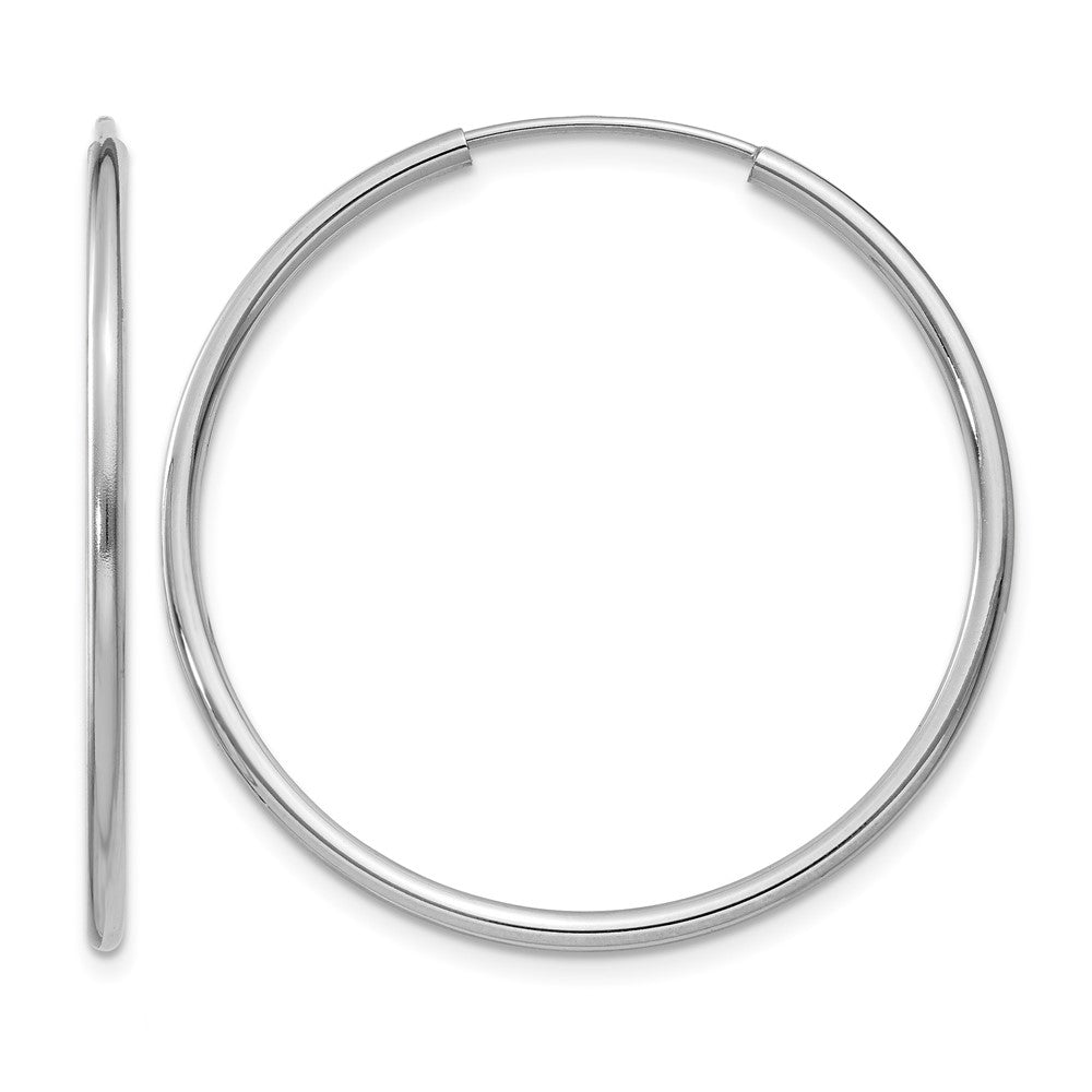 14k White Gold 1.5mm Polished Endless Hoop Earrings