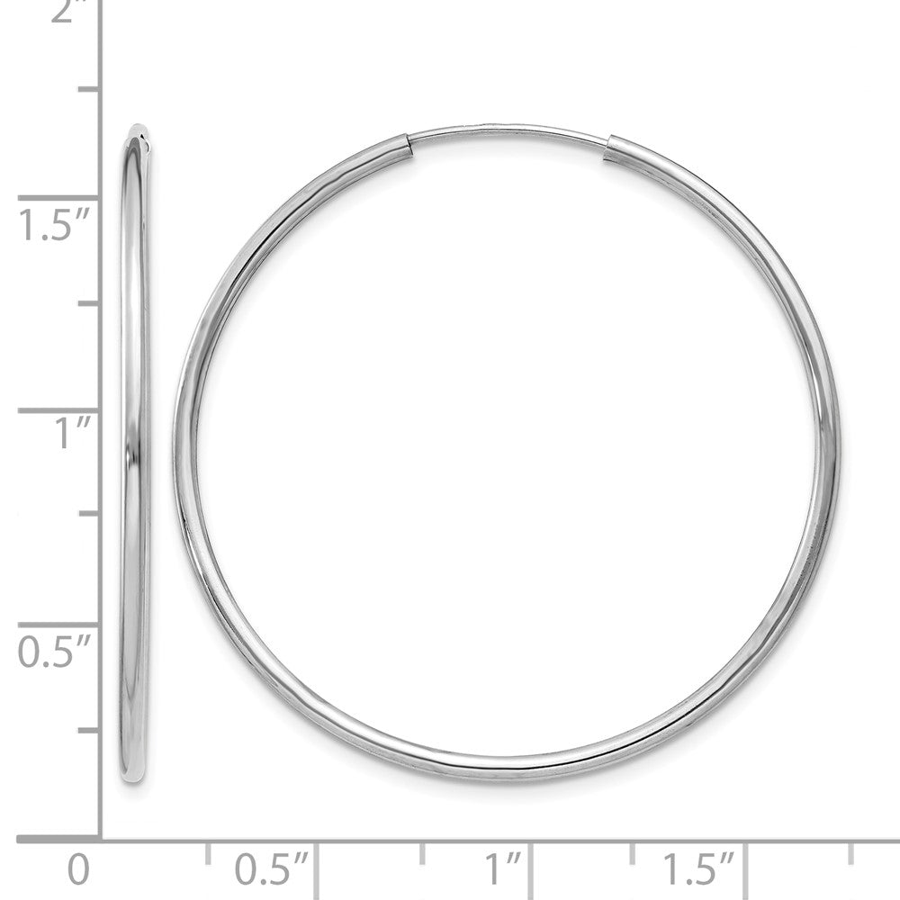 14k White Gold 1.5mm Polished Endless Hoop Earrings