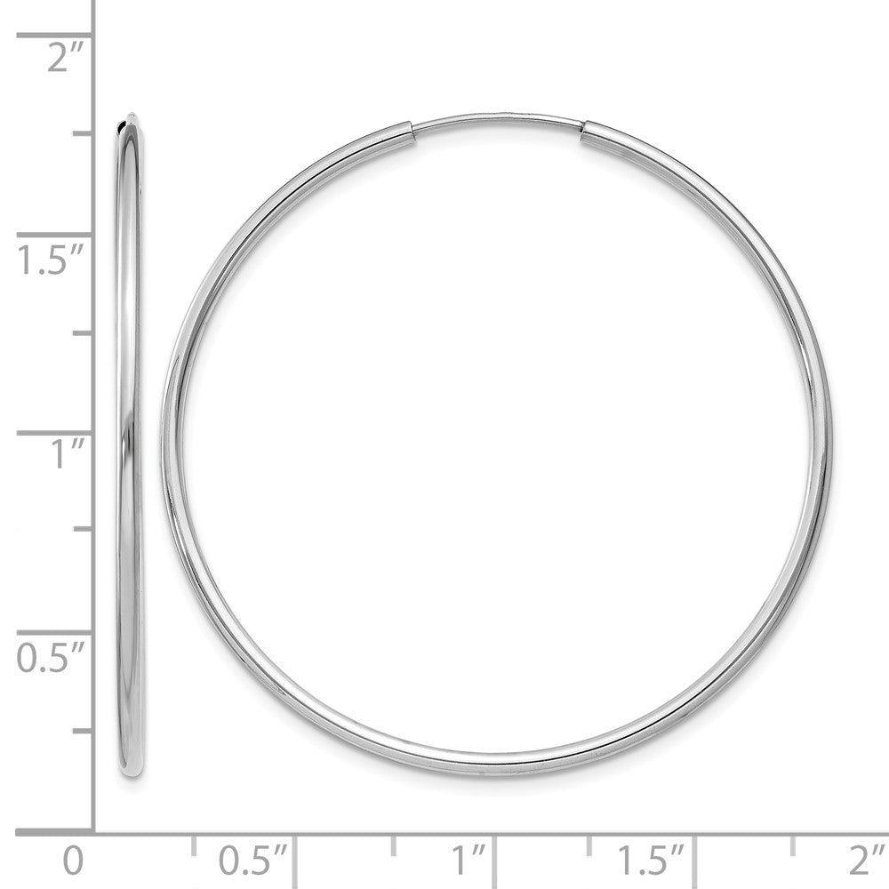 14k White Gold 1.5mm Polished Endless Hoop Earrings