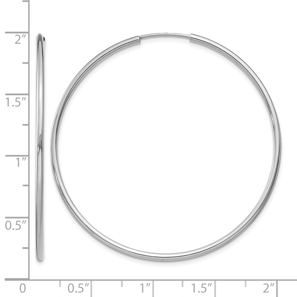 14k White Gold 1.5mm Polished Endless Hoop Earrings