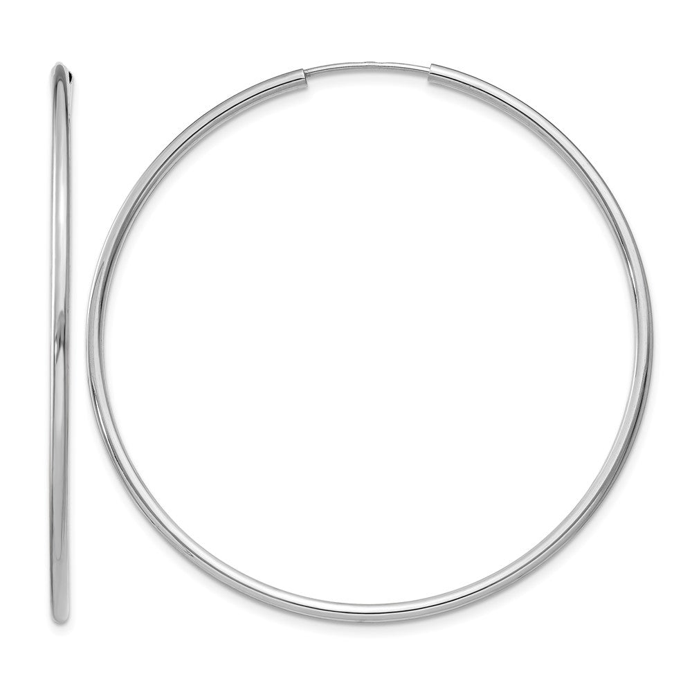 14k White Gold 1.5mm Polished Endless Hoop Earrings