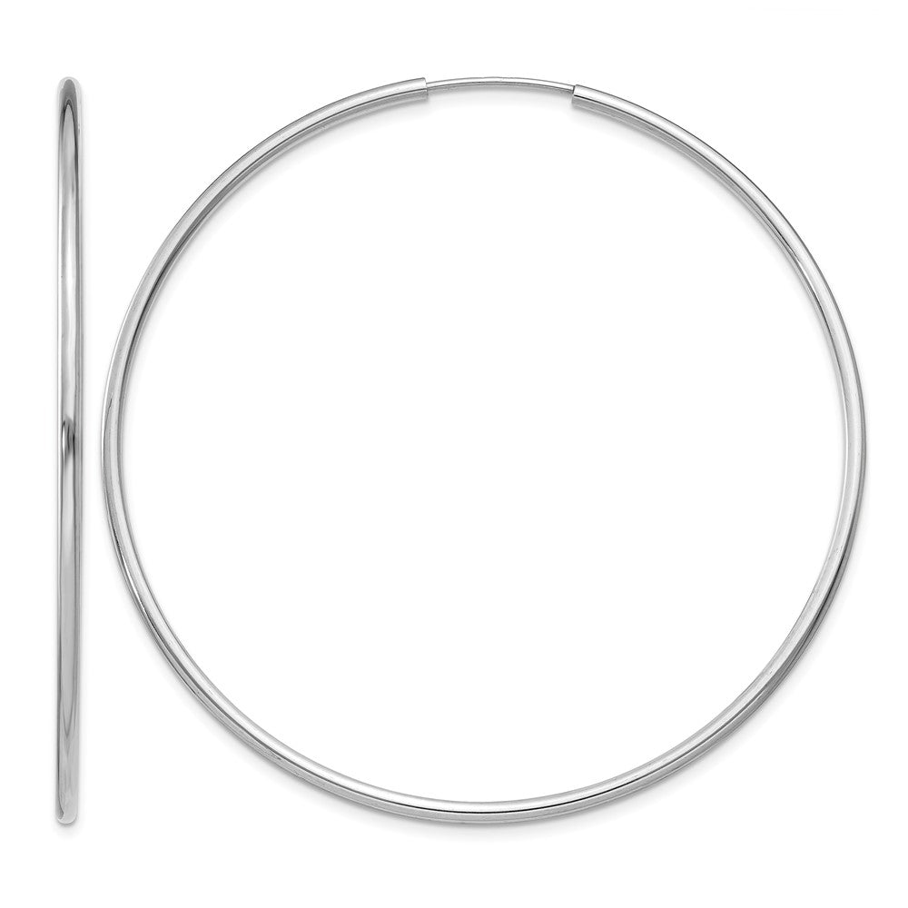14k White Gold 1.5mm Polished Endless Hoop Earrings