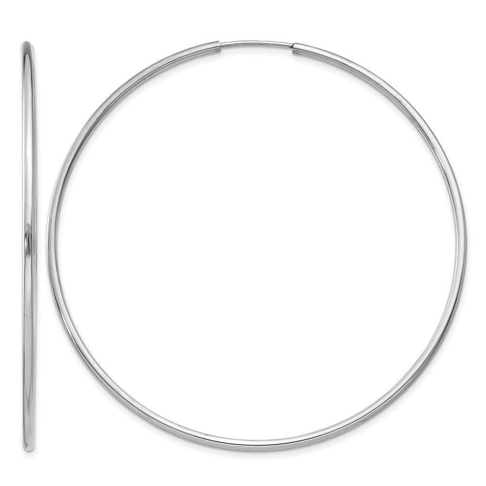 14k White Gold 1.5mm Polished Endless Hoop Earrings