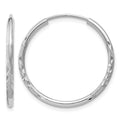 14k White Gold 1.5mm Diamond-cut Endless Hoop Earrings