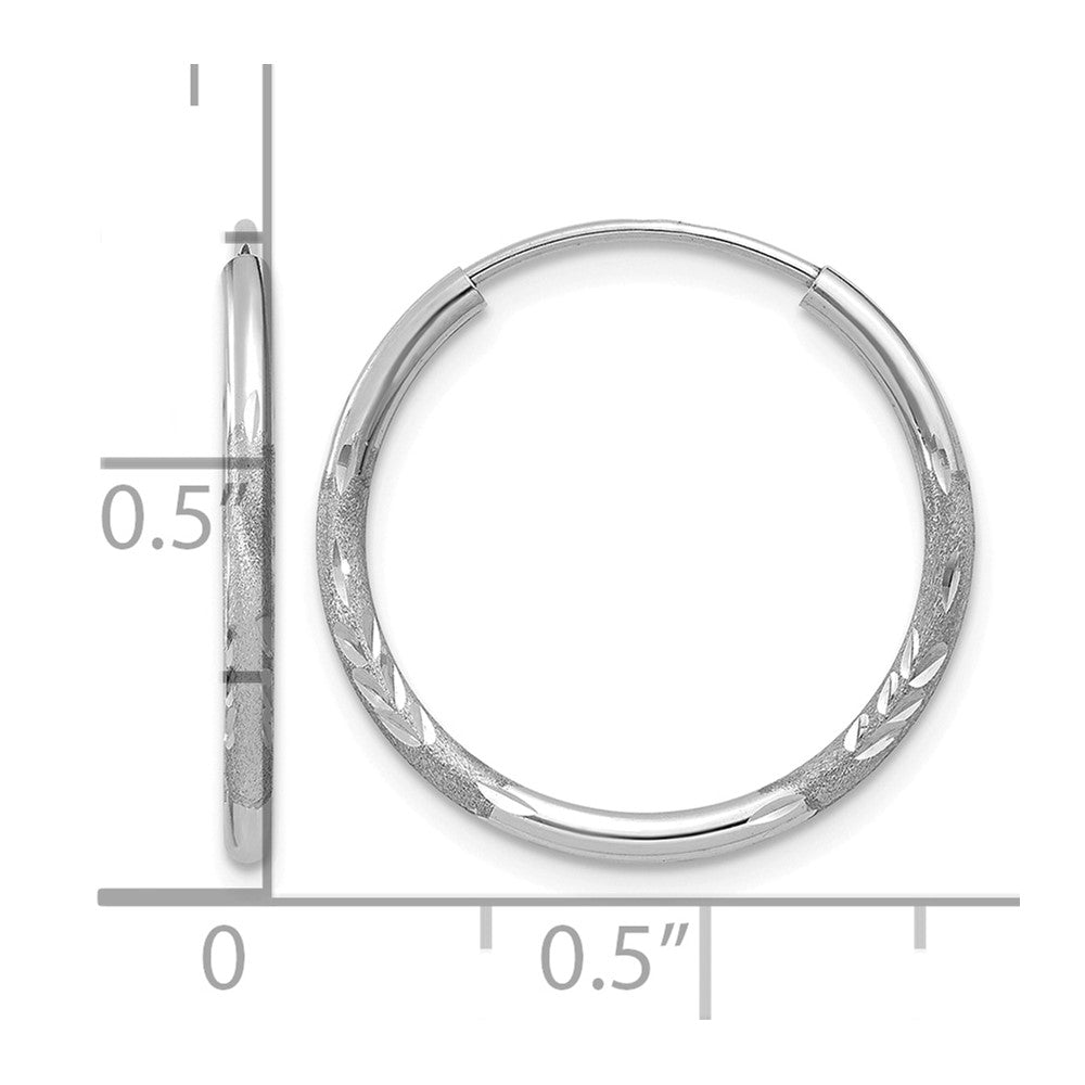 14k White Gold 1.5mm Diamond-cut Endless Hoop Earrings