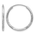 14k White Gold 1.5mm Diamond-cut Endless Hoop Earrings