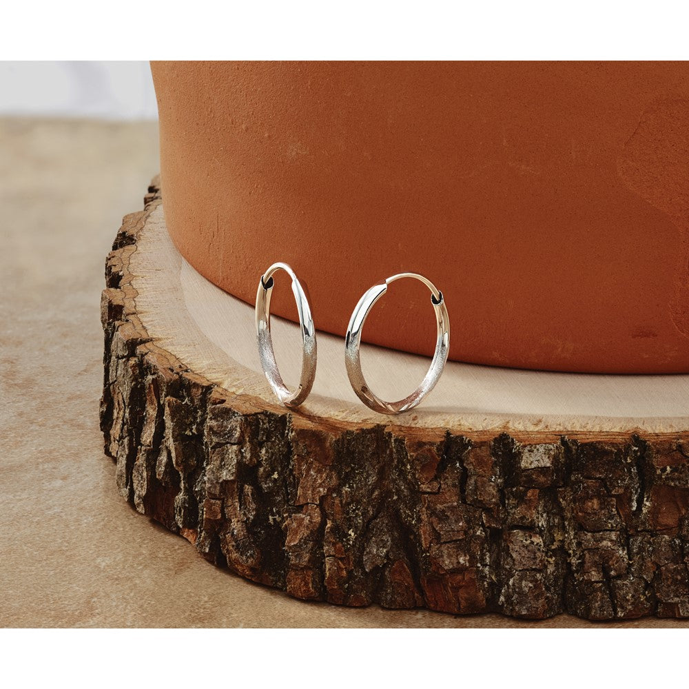 14k White Gold 1.5mm Diamond-cut Endless Hoop Earrings