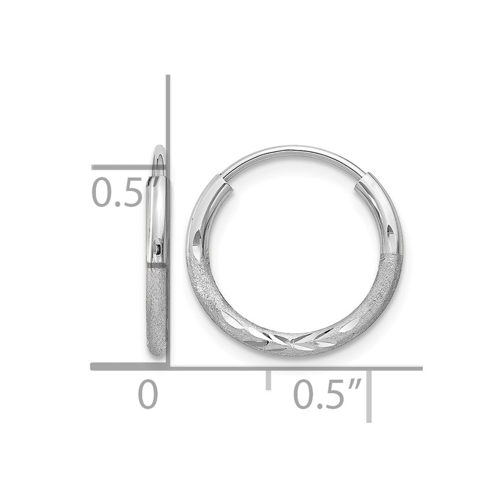14k White Gold 1.5mm Diamond-cut Endless Hoop Earrings