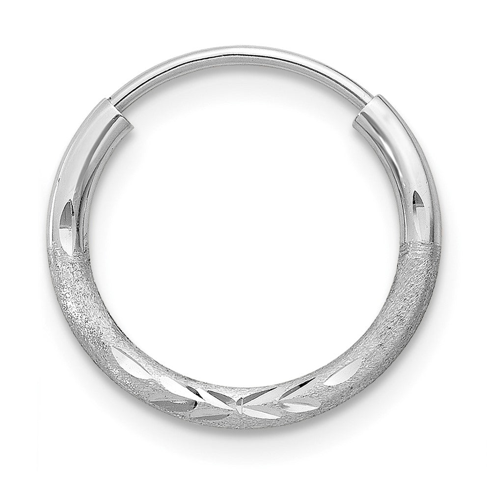 Single 14k White Gold 1.5mm Diamond-cut Endless Hoop Earring