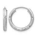14k White Gold 2mm Diamond-cut Endless Hoop Earrings