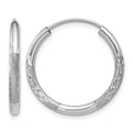 14k White Gold 2mm Diamond-cut Endless Hoop Earrings