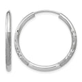 14k White Gold 2mm Diamond-cut Endless Hoop Earrings