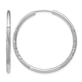 14k White Gold 2mm Diamond-cut Endless Hoop Earrings