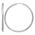 14k White Gold 2mm Diamond-cut Endless Hoop Earrings