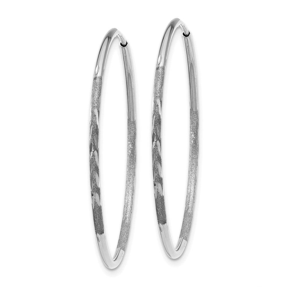 14K White Gold 1.20mm Diamond-cut Endless Hoop Earring