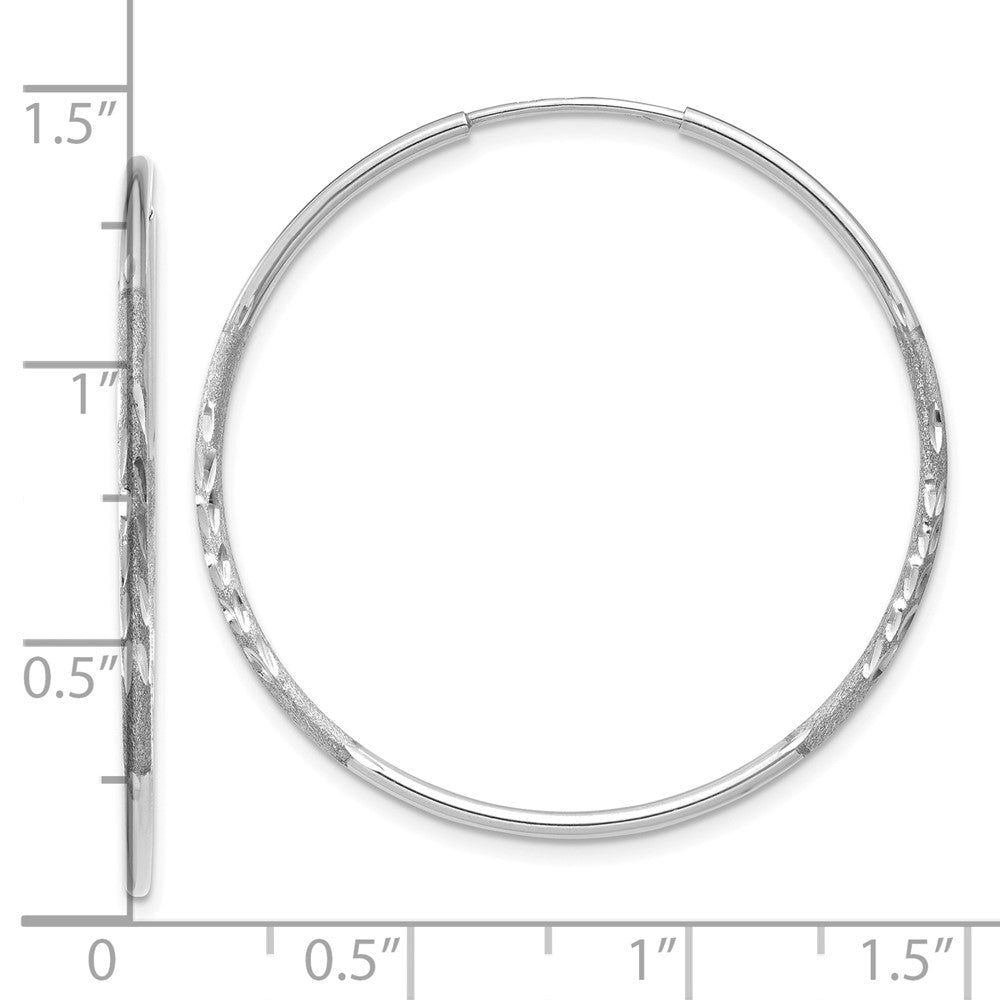 14K White Gold 1.20mm Diamond-cut Endless Hoop Earring