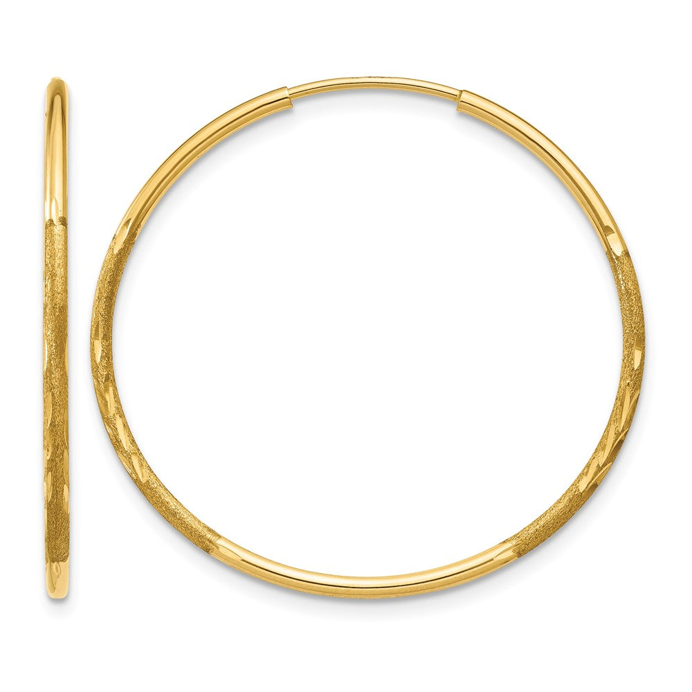 14k 1.20mm Diamond-cut Endless Hoop Earring