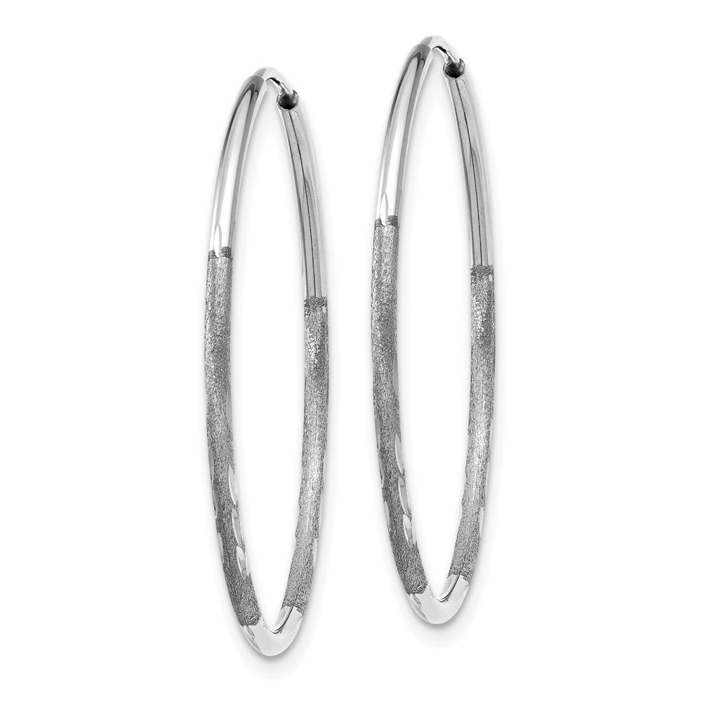 14K White Gold 1.20mm Diamond-cut Endless Hoop Earring