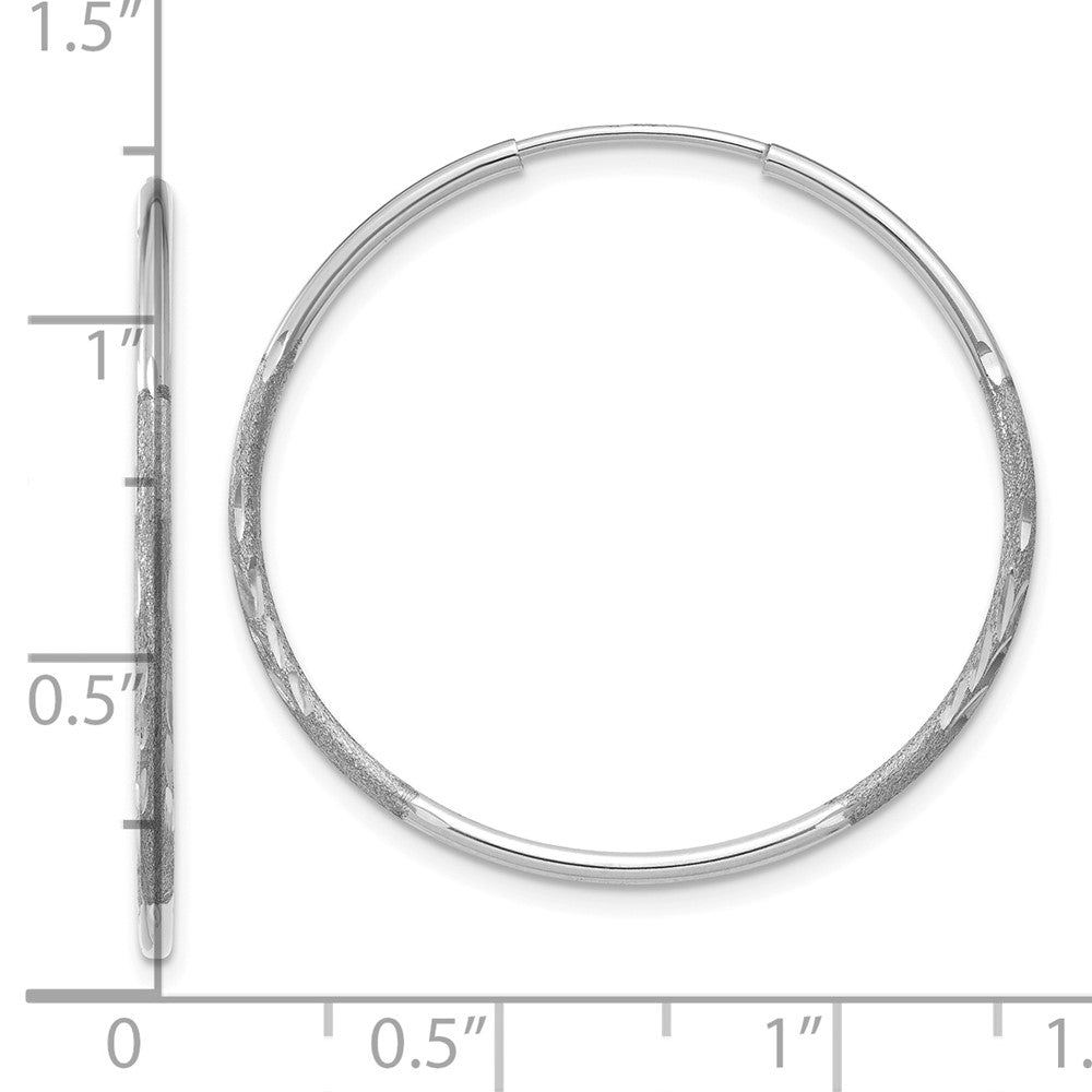 14K White Gold 1.20mm Diamond-cut Endless Hoop Earring