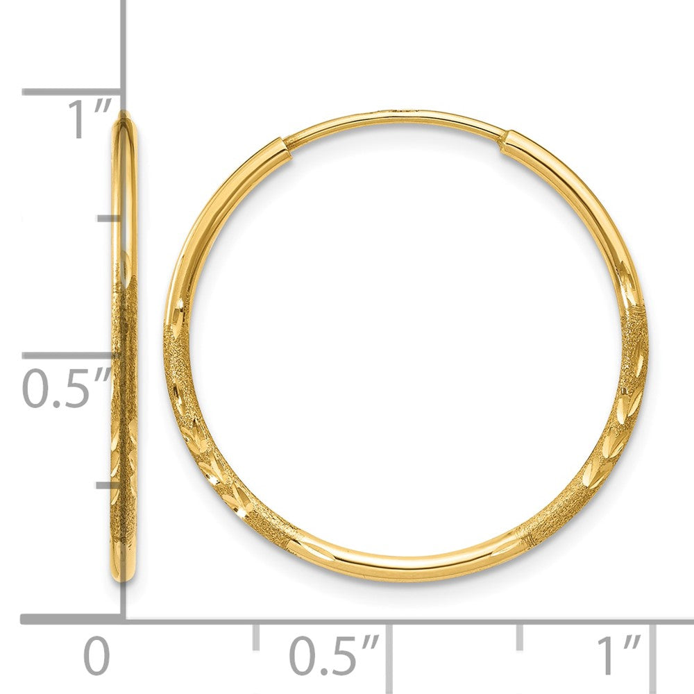 14k 1.20mm Diamond-cut Endless Hoop Earring