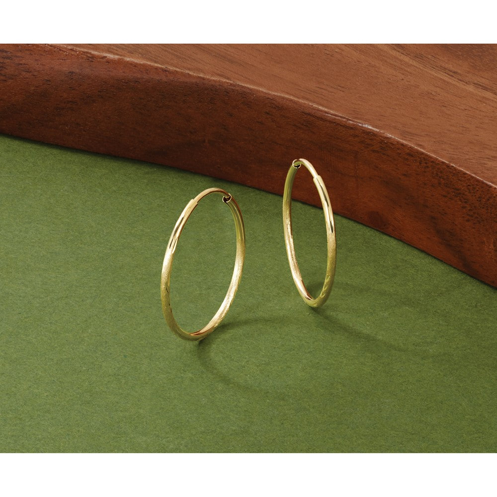 14k 1.20mm Diamond-cut Endless Hoop Earring