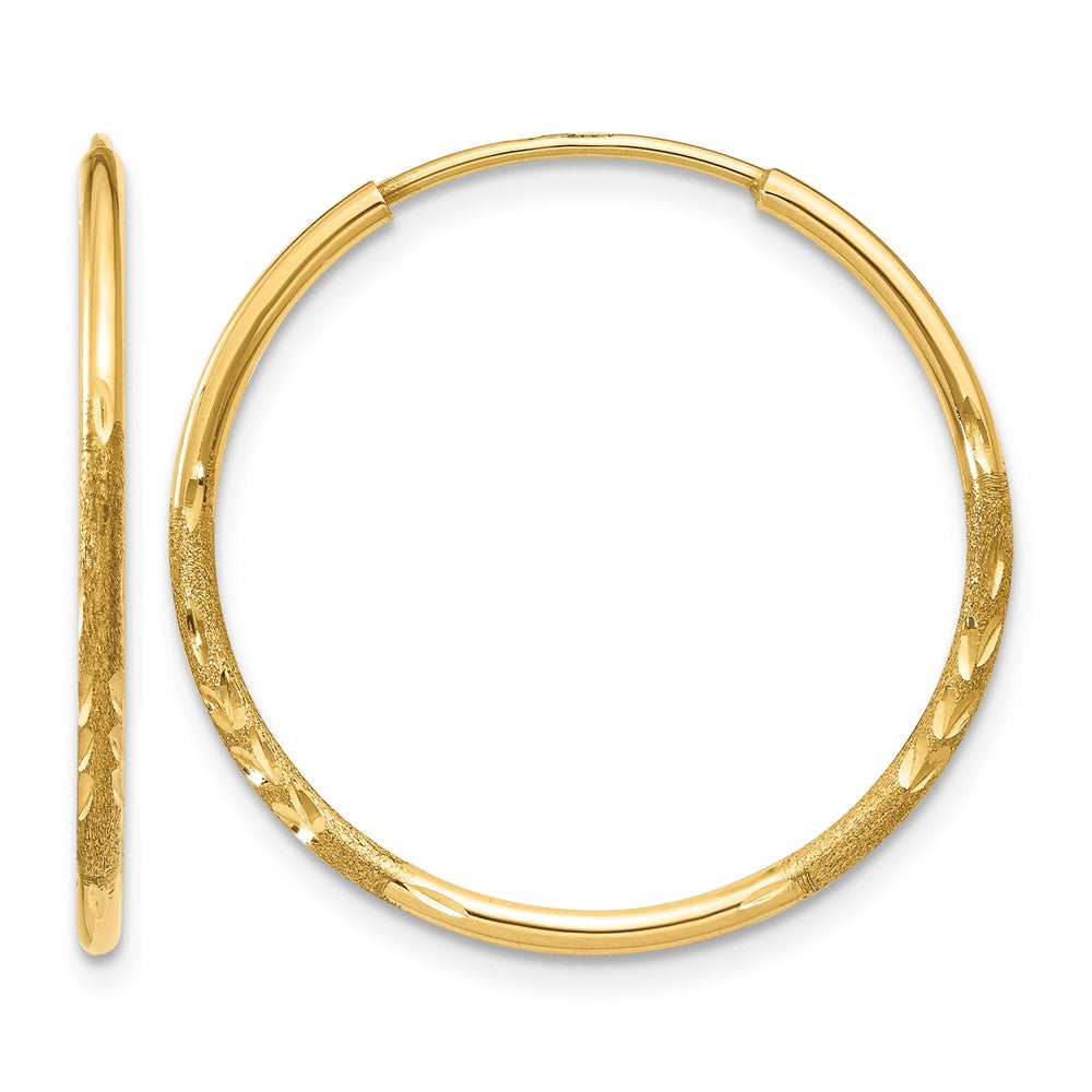 14k 1.20mm Diamond-cut Endless Hoop Earring