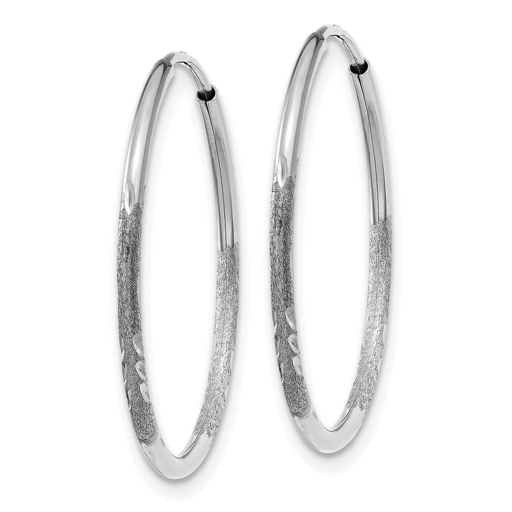 14K White Gold 1.20mm Diamond-cut Endless Hoop Earring