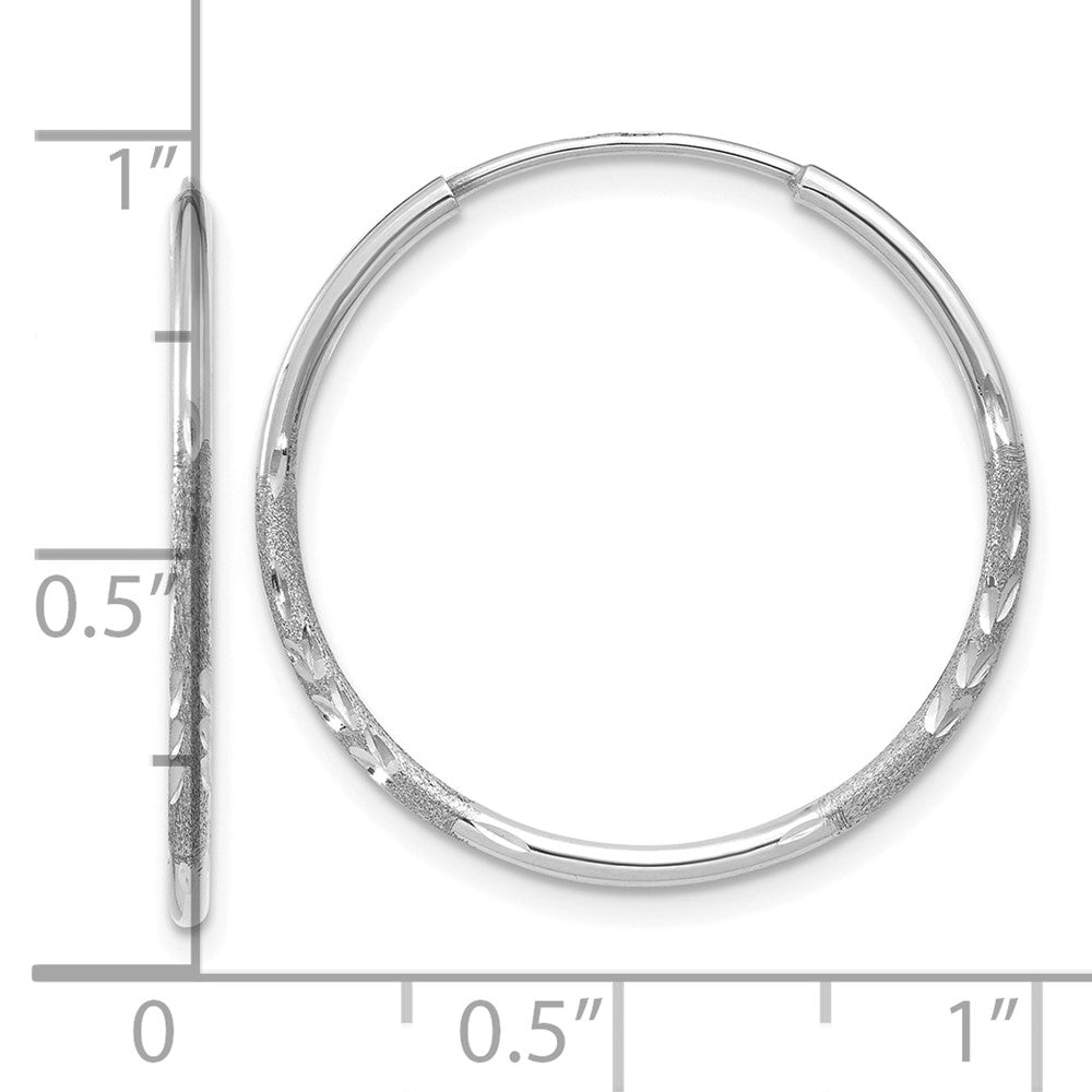 14K White Gold 1.20mm Diamond-cut Endless Hoop Earring