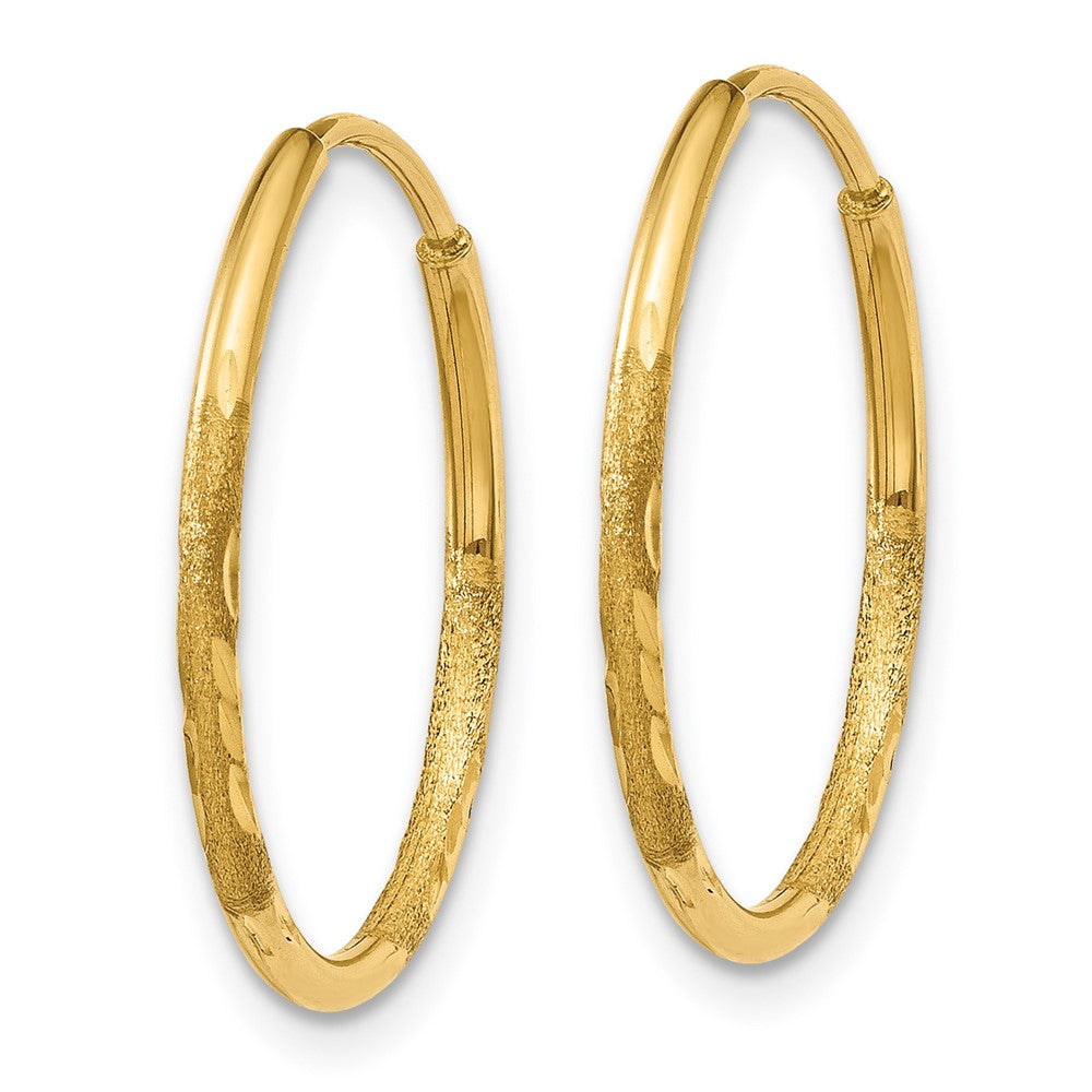 14k 1.20mm Diamond-cut Endless Hoop Earring
