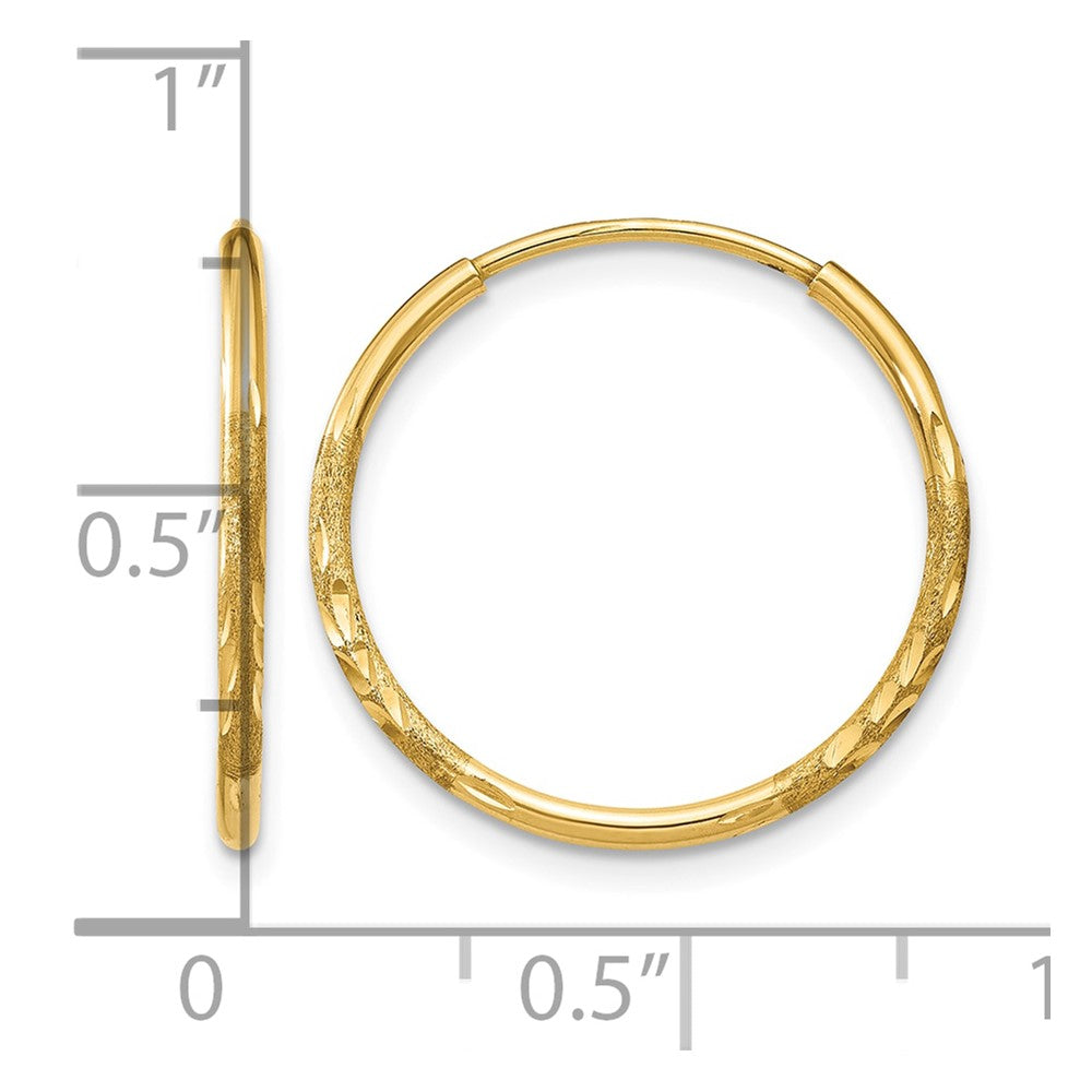14k 1.20mm Diamond-cut Endless Hoop Earring