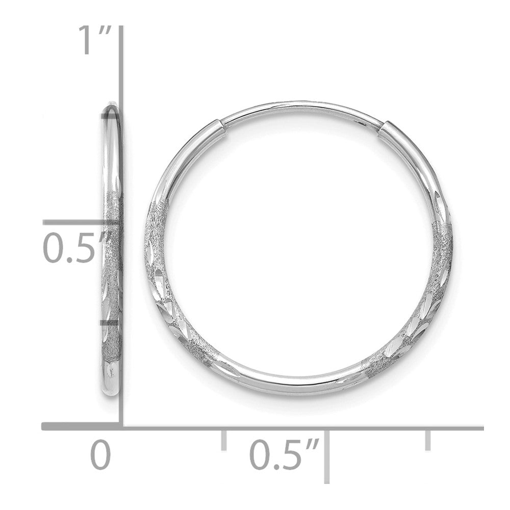 14K White Gold 1.20mm Diamond-cut Endless Hoop Earring