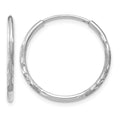 14K White Gold 1.20mm Diamond-cut Endless Hoop Earring