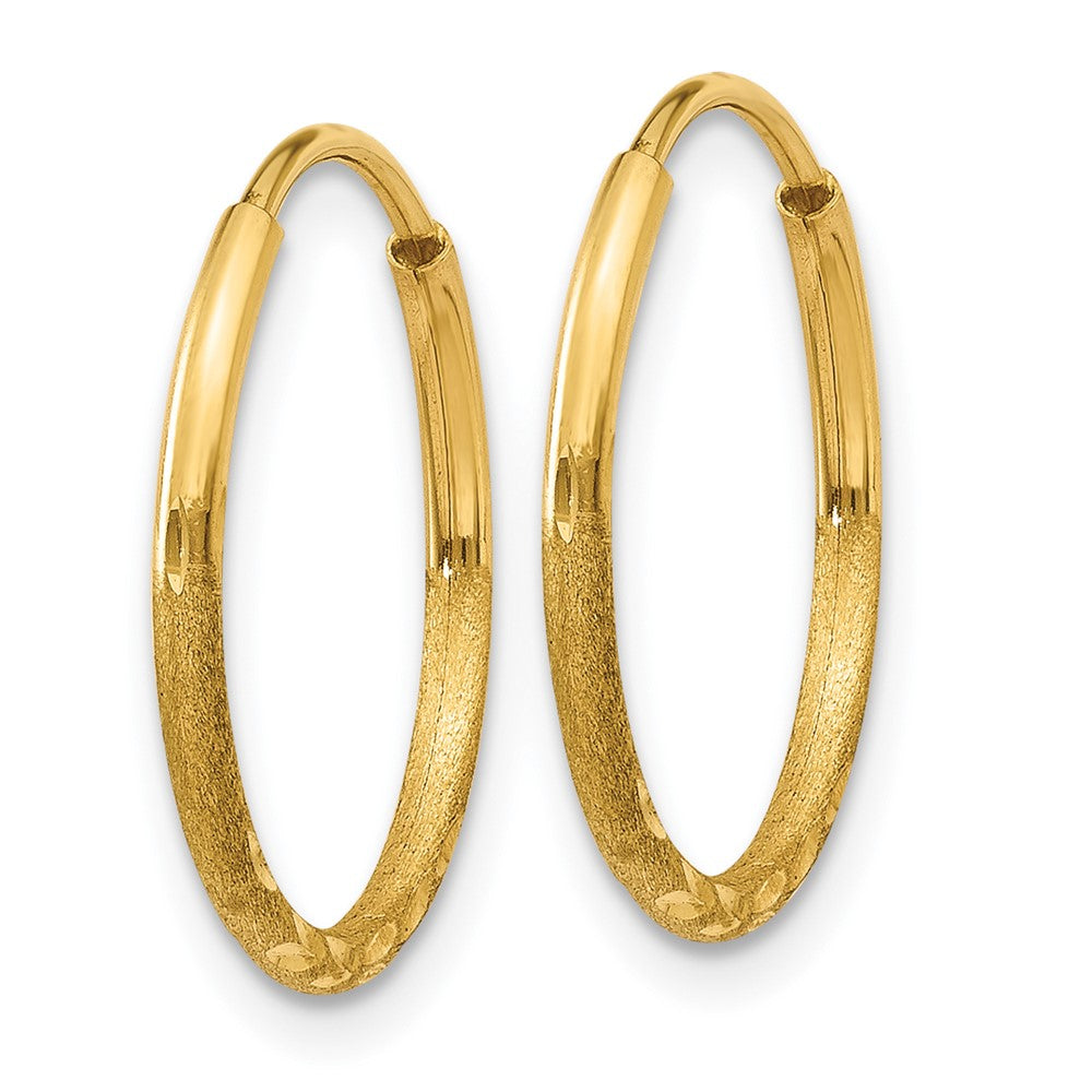 14k 1.20mm Diamond-cut Endless Hoop Earring
