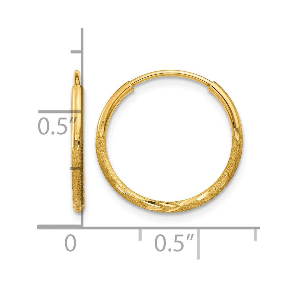 14k 1.20mm Diamond-cut Endless Hoop Earring
