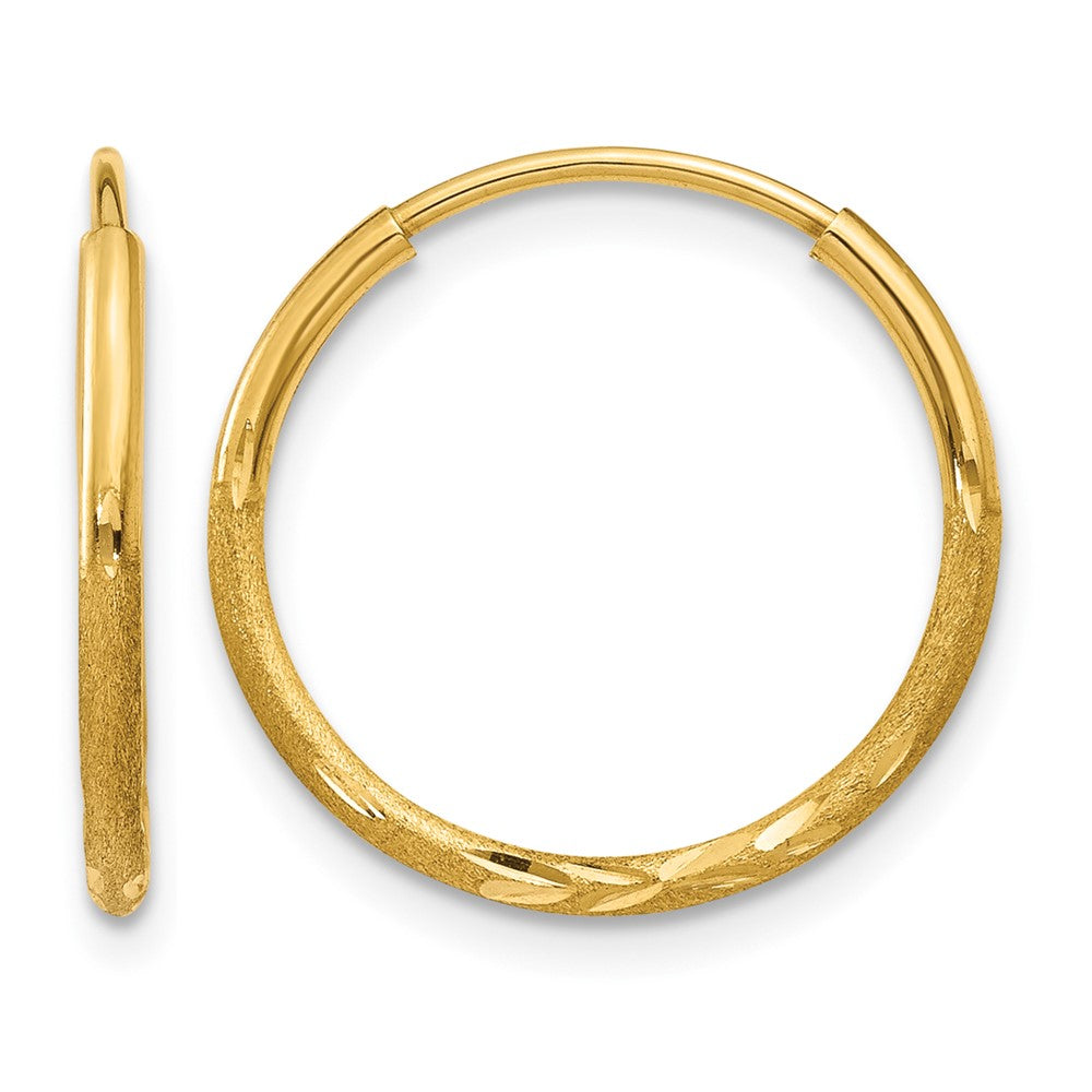 14k 1.20mm Diamond-cut Endless Hoop Earring