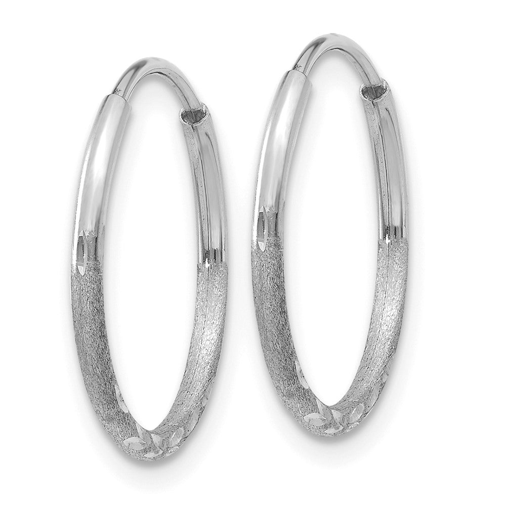 14K White Gold 1.20mm Diamond-cut Endless Hoop Earring