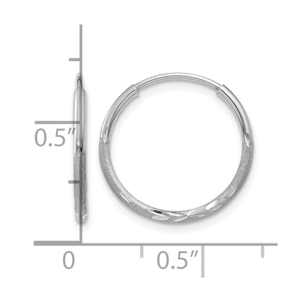 14K White Gold 1.20mm Diamond-cut Endless Hoop Earring