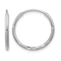 14K White Gold 1.20mm Diamond-cut Endless Hoop Earring