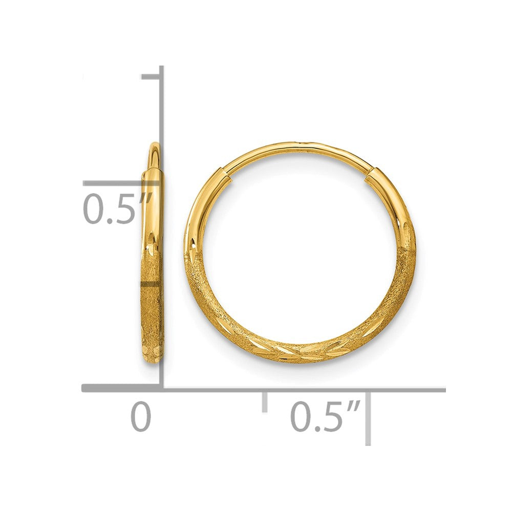 14k 1.20mm Diamond-cut Endless Hoop Earring