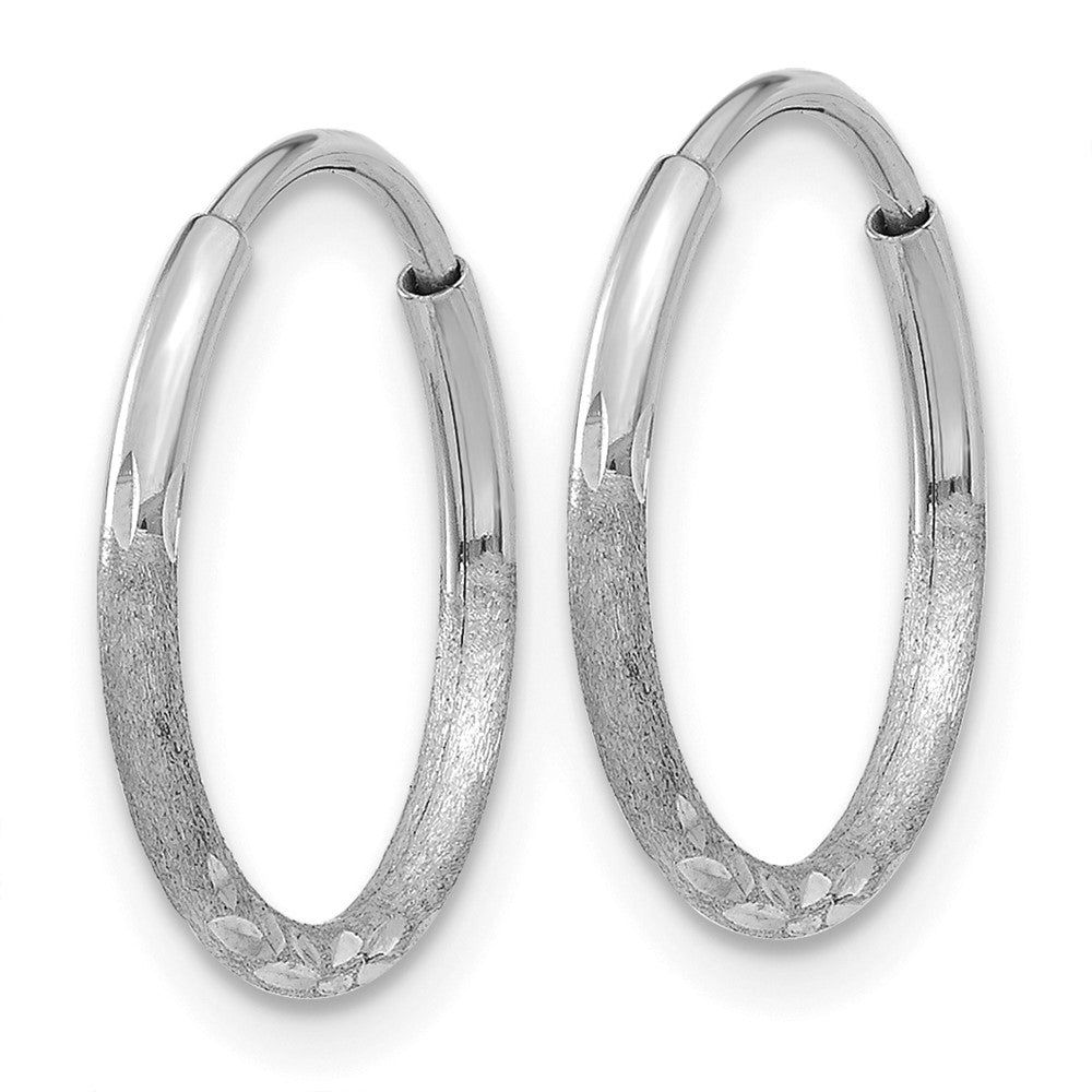 14K White Gold 1.20mm Diamond-cut Endless Hoop Earring