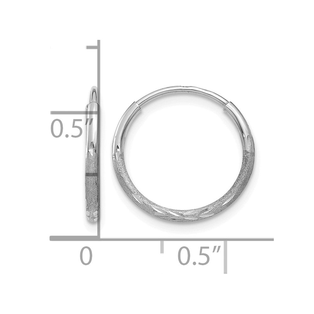 14K White Gold 1.20mm Diamond-cut Endless Hoop Earring