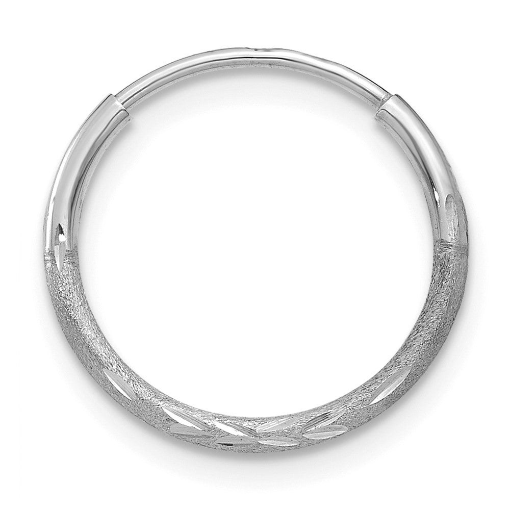 Single 14K White Gold 1.20mm Diamond-cut Endless Hoop Earring