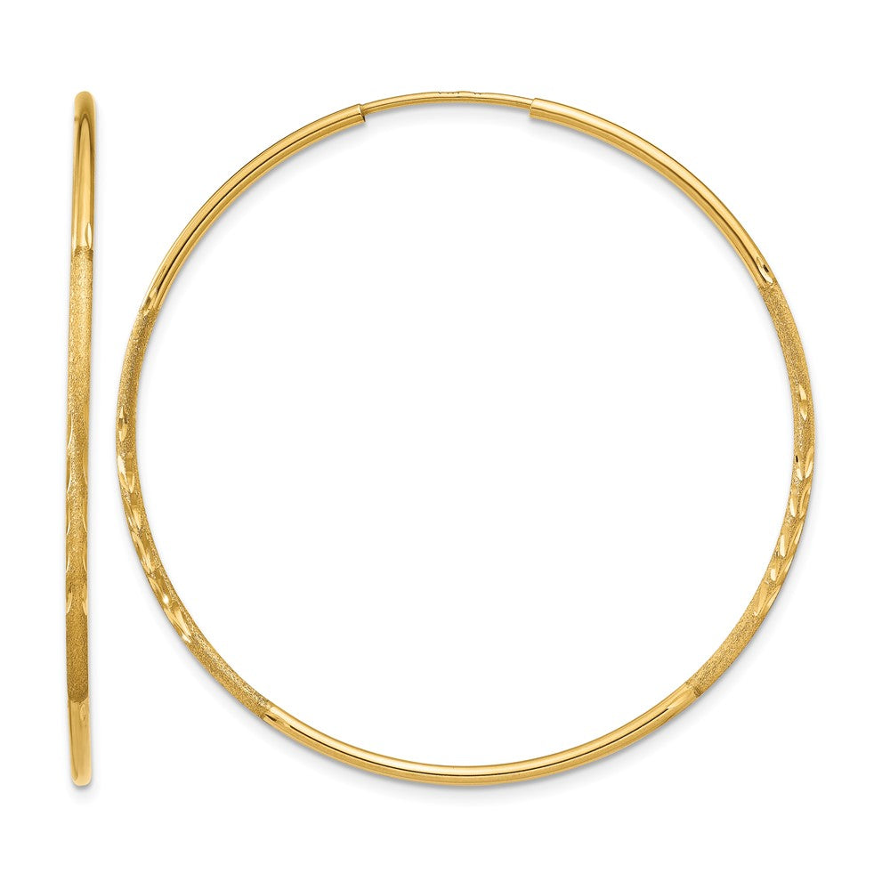 14k 1.20mm Diamond-cut Endless Hoop Earring