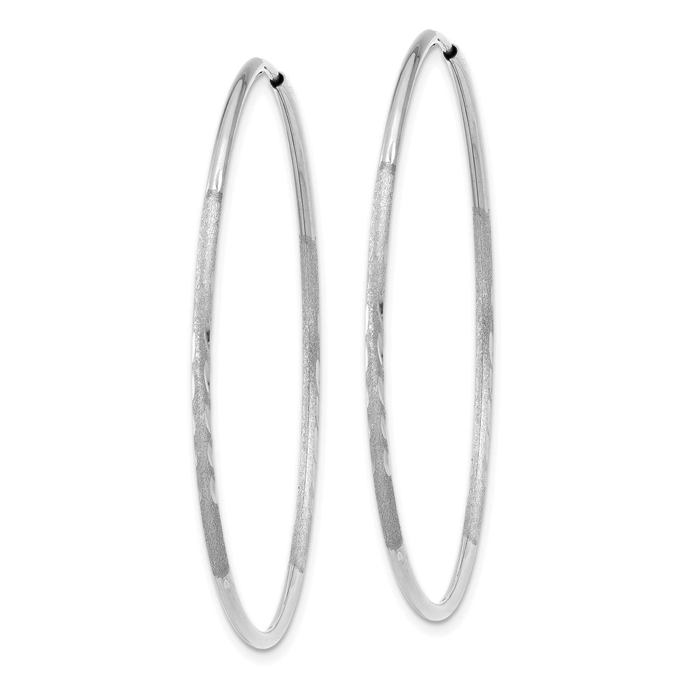 14K White Gold 1.20mm Diamond-cut Endless Hoop Earring